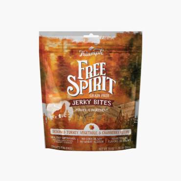 Triumph Free Spirit Jerky Bites Premios para Perro Pavo, Chícharos y Frutos