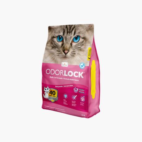 Arena aglutinante de arcilla Odour Lock aroma talco de bebé para gato